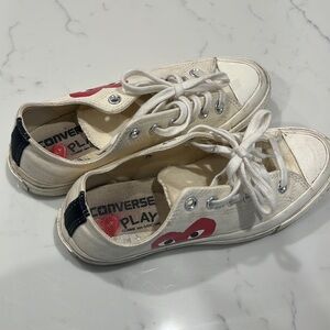 Gently worn Comme Des Garçon Play Converse collar sneakers